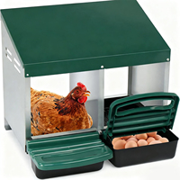 Nichoirs pour poules pondeuses avec pieds, 3 trous avec plateau à œufs coulissant, perchoir oscillant et rideau