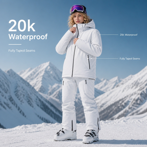 Chaqueta de Esquí Impermeable Personalizada 20k, Precio de Fábrica, Costuras Totalmente Selladas, Unisex, Profesional, 3 Capas, Cierre de Cremallera, Sin Cuello, OEM, ODM - Product Image 1