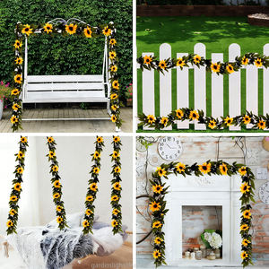 Guirnalda de Girasoles Artificiales con Hojas Verdes de 6 Pies, Resistente al Fuego, Ecológica, Personalizable, Decoración LED para Pared o Arco, para Aniversarios y Bodas - Product Image 6