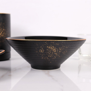 Nuovo Design Stile Giapponese, Stoviglie per Ristorante, Ciotola Rotonda in Ceramica per Riso, Ramen e Zuppa con Bordo Dorato - Product Image 3