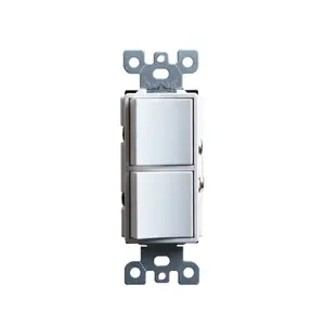 Interruptor de luz de decoração dupla xangai, linsky 15a 125v/277v, interruptor branco/preto com fio lateral