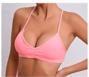 Soutien-gorge de yoga de sport de couleur unie pour femmes avec haut respirant à dos ouvert haute élasticité pour l'exercice et le fitness - Product Image 5