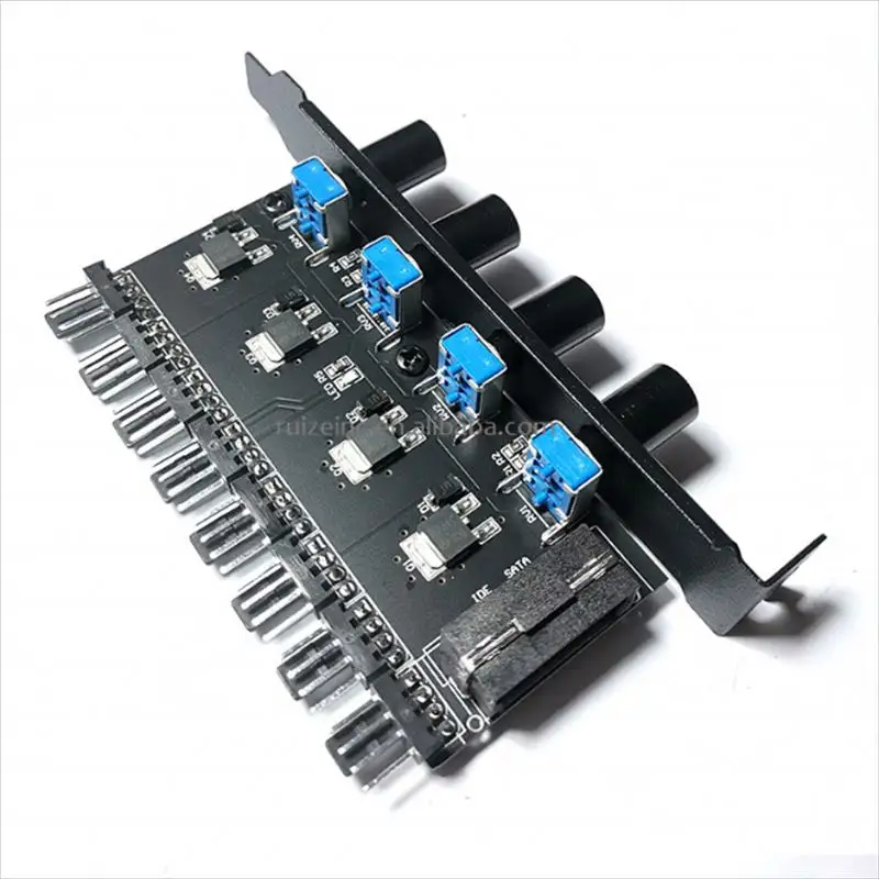 PC 8 Kênh Hub 4 Núm Làm Mát Tốc Độ Quạt Điều Khiển Cho CPU Trường Hợp HDD VGA PWM Fan PCI Bracket 12V Fan Cung Cấp Điện Điều Khiển