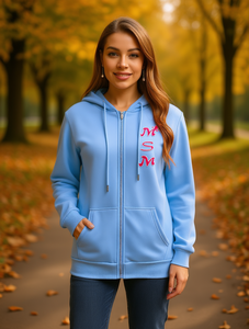 Sudadera con Capucha y Cierre de Cremallera para Mujer, 100% Algodón, Diseño con Letras Bordadas, Bolsillos Delanteros, Estilo Casual para Otoño, Corte Regular - Product Image 2