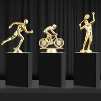 Custom polyresin school team race racing trofei per bambini piccoli cup sport resina placcato oro mountain bike trophy per bambini