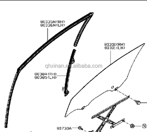 Niêm Phong và không thấm nước cửa xe cửa sổ kính cao su chạy kênh con dấu dải cho Nissan nắng 2010 2014 80830-3aw0a 80831-3aw0a - Product Image 2