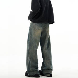 Nuovo <span class=keywords><strong>Jeans</strong></span> Vintage in Denim lavato da <span class=keywords><strong>uomo</strong></span> americano Cleanfit lisci a gamba larga pantaloni larghi pantaloni lunghi a vita media Casual da <span class=keywords><strong>uomo</strong></span> - Product Image 4