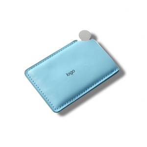 Personalized Name Blue Leather <b>Rectangle</b> Stainless Steel Handheld Makeup <b>Mirror</b> - Product Image 1