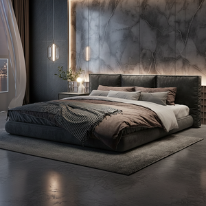 <span class=keywords><strong>Letto</strong></span> <span class=keywords><strong>Matrimoniale</strong></span> Furnistyle di Lusso Leggero e Minimalista Moderno con Testiera in Vera Pelle, Struttura in Legno di Pino, Base <span class=keywords><strong>a</strong></span> <span class=keywords><strong>Molle</strong></span>, Stile Futon Tatami - Product Image 5
