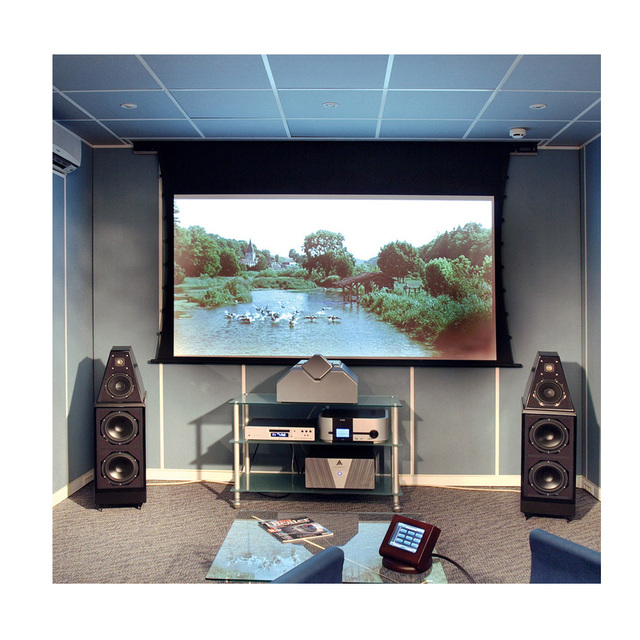 High Quality 150 Inch Home Theater Motorized Tab Tension Projector Screen 4k hd Movie Screen With Tubular Motor