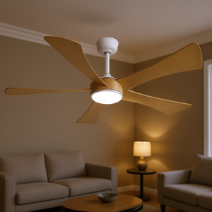 Ventilateur de plafond LED moderne 52 pouces, 5 pales en ABS, moteur DC, télécommande, lumière intégrée, pour salon - Product Image 2