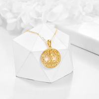 Bijoux fins Collier pendentif lune arbre de vie noeud celtique en or massif 18 carats