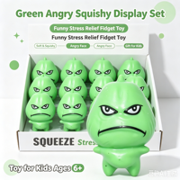 Jouet Squishy Citrouille Amère en Forme de Visage Enfurié, Jouet Anti-Stress Souple à Presser, Boîte de Présentation en Gros