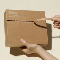 Boîte en papier kraft à déchirure facile Carton à fermeture éclair en relief avec ruban non adhésif Emballage express non contraignant Boîte d'emballage anti-démolition