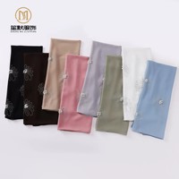 2026 Foulard en mousseline de soie perlée à fleur unique, orné de strass, style Moyen-Orient Afrique, Turban Hijab Banada