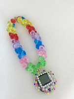 Nouveau Collier de Perles Colorées en Cristal, Collier Breloque Machine Tamagotchi Électronique en Plastique, Cadeau de Fête