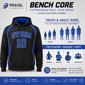Hoodie Pullover Tim Basket Custom Print, Logo Tim, Nama, Nomor, Sekolah, Pemain, Pelatih, Dewasa, 100% Poliester - Product Image 4