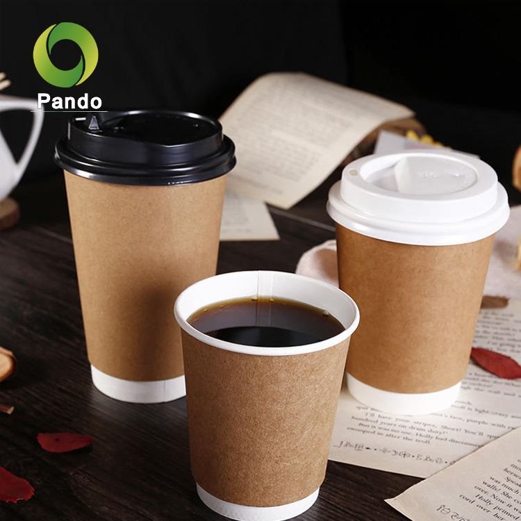 Hot Sales Custom Water Based Ink Plastic Free Wholesale Disposable Printed Kraft Paper Cup Coffee for Hot Drink