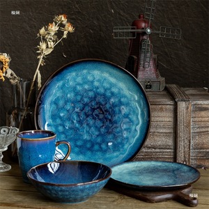 Oferta Especial: Nuevo Juego de Vajilla de Porcelana Fina Azul con Esmalte Craquelado Creativo, Ecológico y Pintado a Mano, Contenedores de Almacenamiento de Alimentos para Hoteles - Product Image 2