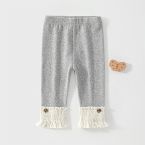 Leggings tricotés <span class=keywords><strong>pour</strong></span> bébés filles, couleur contrastée, design à revers, imprimé à pois, taille élastique, pantalons décontractés <span class=keywords><strong>pour</strong></span> l'automne - Product Image 4