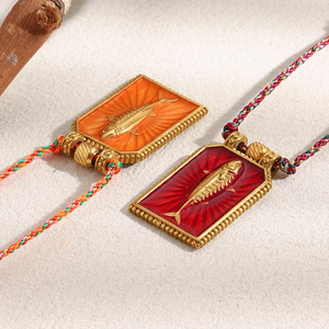 Collane di gioielli di moda in smalto da sogno per donne collana con ciondolo tarocchi gioielli in acciaio inossidabile placcato oro - Product Image 6