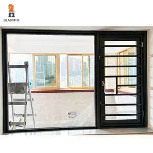 Panjur kasırga darbeye dayanıklı alüminyum alaşımlı çerçeve sabit açık tarzı ile BLM Modern çift cam kanatlı pencere