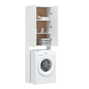 Estante de almacenamiento <span class=keywords><strong>para</strong></span> baño con 3 niveles por <span class=keywords><strong>encima</strong></span> de la lavadora Gabinete de almacenamiento de baño de madera Independiente sobre el inodoro - Product Image 1