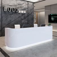Coin Rond Blanc Couleur RVB LED Lumineux Surface Solide Bureau Réception Bureau De Luxe Hôtel Service Comptoir Meubles
