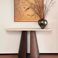 Table console en bois moderne OKI - Plateau en bois facile à nettoyer, design réglable pour salon, bureau à domicile, chambre, entrée, couloir