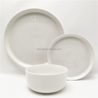 Service de table américain, 12 pièces, service de table en porcelaine blanche