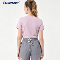 T-shirt pour femme à manches courtes et col rond en coton mercerisé à l'azote liquide 100% coton 180GSM Kuenzi, logo personnalisé