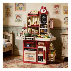 Mini Toy Kitchen Cooking Set Kids Counter Burner Pantry <b>Shelf</b> Culinary Discovery Creative Development Imagination Learning - Product Image 3
