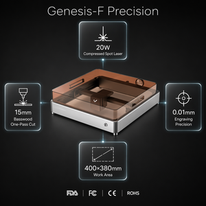 Graveur et découpeur laser de haute précision 20W, machine de gravure à diode de bureau avec boîtier de sécurité pour le bois, le contreplaqué, le MDF, le cuir, nouveau - Product Image 3