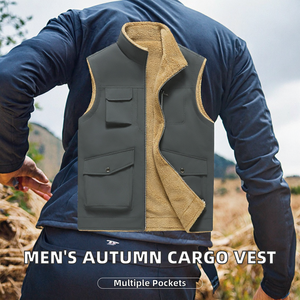 Chaleco Cargo de Terciopelo para Hombre, Invierno, Multibolsillos, Transpirable, Ecológico, con Cierre, para Deportes y Ocio al Aire Libre - Product Image 2