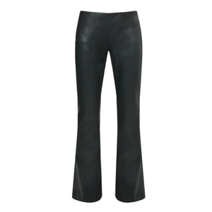 Sexy Leather Pants <b>Low</b> <b>Rise</b> <b>Flare</b> Leg Openning Black Stretch PU Pants for Women - Product Image 5