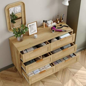 OEM Rattan Wooden Panel Living Room Furniture 6 Drawer <strong>Chest</strong> <strong>Storage</strong> - Product Image 3