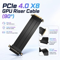 Cable de Extensión Riser para GPU PCIe 4.0 X8, 64 Gbps de Alta Velocidad, 180 Grados, Recto, Blindado, Flexible, Montaje Horizontal