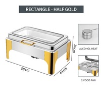 Kommerzieller Chafing Dish aus Edelstahl, Luxuriöser Buffet-Speisenwärmer mit Glasdeckel für Hotel, Restaurant, Hochzeit, Catering und Events