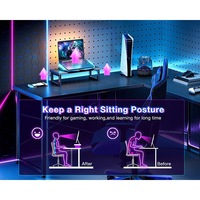 Bureau de jeu de haute qualité en forme de L, bureau d'étude informatique, table d'angle avec support d'écran amovible, bureau d'angle avec étagère