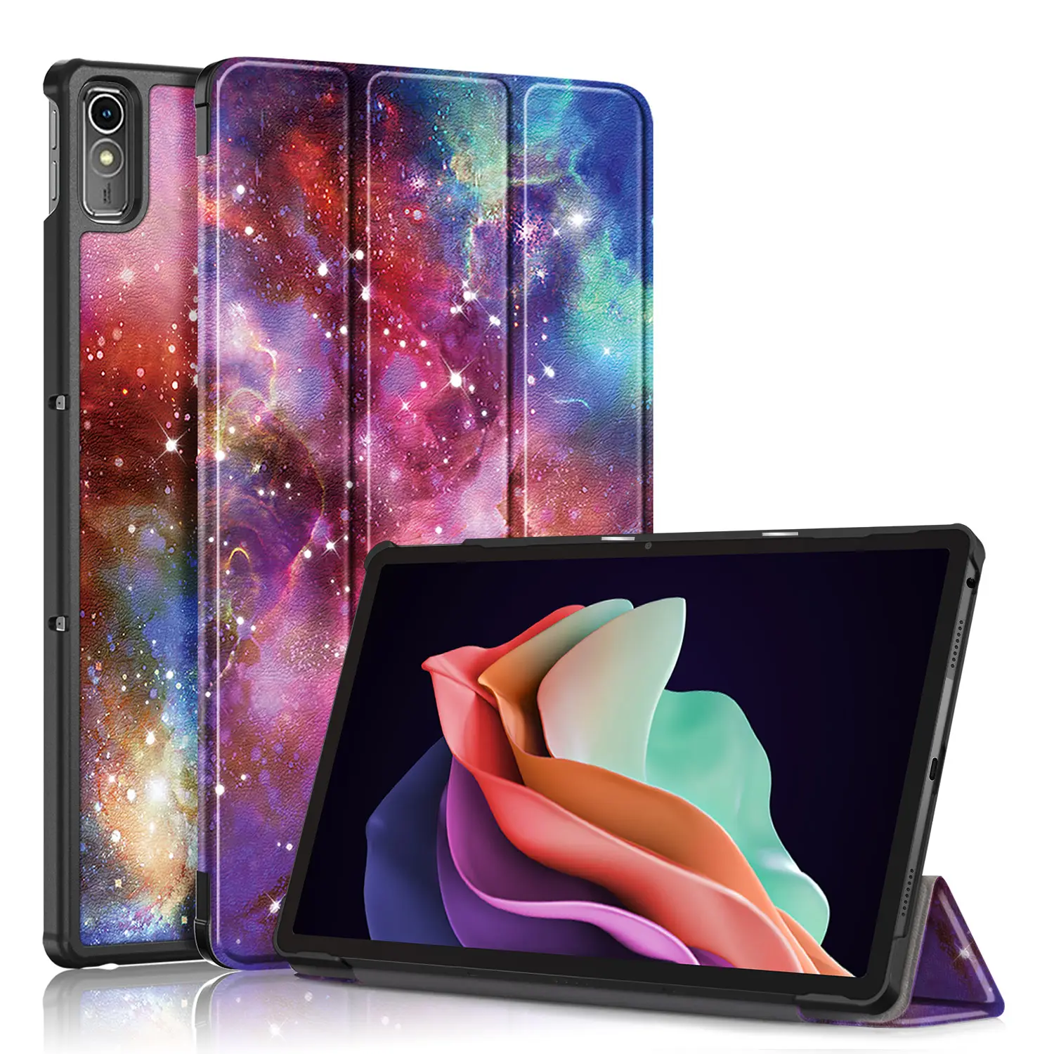 PU deri kılıf için Lenovo Tab P11 2nd 11.5 TB350 üç katlı manyetik akıllı katlanır Stand kapak için Lenovo Pad Plus 2023 11.5 inç