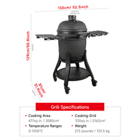 SEB KAMADO 22 pouces fumoir en céramique de qualité supérieure barbecue à charbon de bois professionnel cuisine jardin extérieur