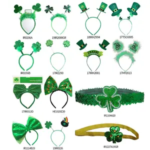 St. Patrick'in kafa bandı kız kadın için Shamrock kürk kafa bandı İrlanda günü Headdress süslü elbise