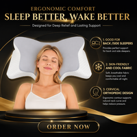 Oreiller en mousse à mémoire de forme à rebond lent, design papillon, pour la protection du cou, soins de santé, oreiller cervical orthopédique en mousse