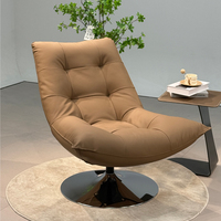 Fauteuil pivotant d'appoint en cuir au design moderne haut de gamme avec rotation à 360° pour chambre à coucher, appartement, hôtel et salon, mobilier de maison