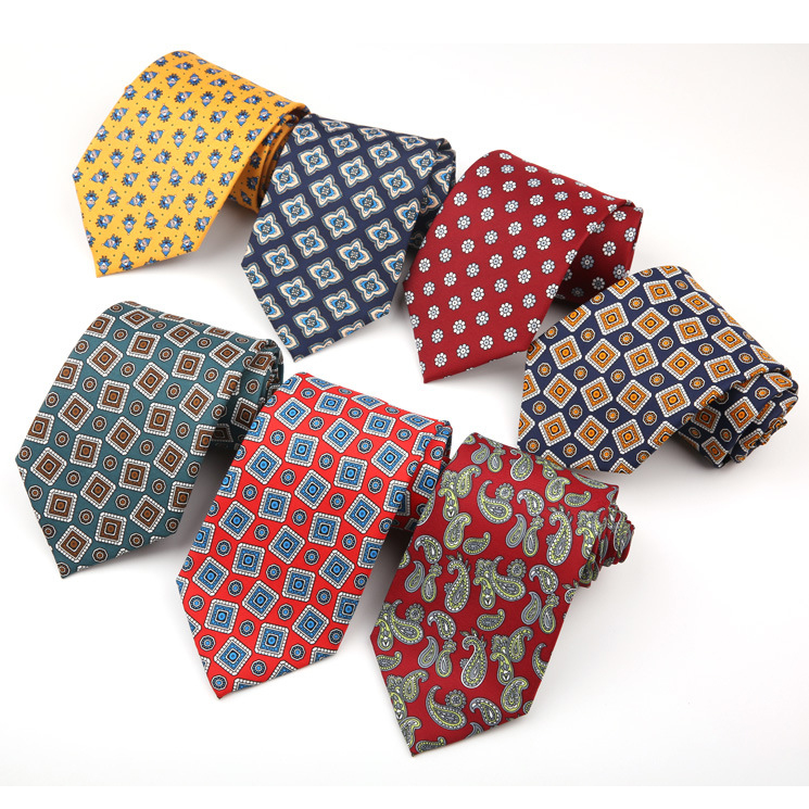 Vintage Customized Printed Necktie Wholesale High Quality Mens Paisley Stripes Polyester Ties Men Male Neck Ties
