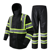 Veste de pluie de sécurité réfléchissante haute visibilité pantalon ANSI classe 2 imperméable coupe-vent respirant capuche polyester maille intérieure vente en gros
