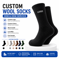 Chaussettes en laine personnalisées avec logo pour hommes et femmes, chaussettes de sport mi-mollet, chaussettes épaisses et chaudes couleur personnalisée OEM, faible MOQ