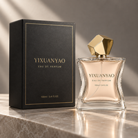 Flacon de parfum de 100 ml de forme unique, contenant de parfum en verre de luxe avec bouchon doré facetté