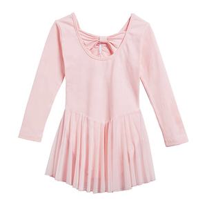 B8086 Nouveau style Justaucorps en coton à manches longues avec nœud au dos et jupe en fil, Robes de ballet pour filles - Product Image 2