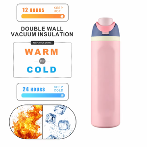 Stainless Steel Vacuum Insulated Tumbler 16oz 24oz <b>Pink</b> Travel Water <b>Bottle</b> with Lid Minimalist Design - Product Image 3